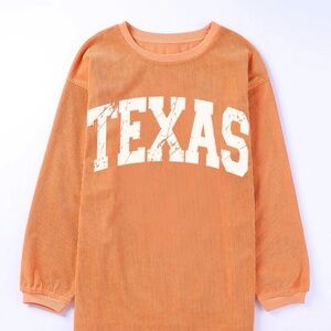 🧡 Synz “TEXAS” Oversized Textured Sweatshirt – Size Large – EUC